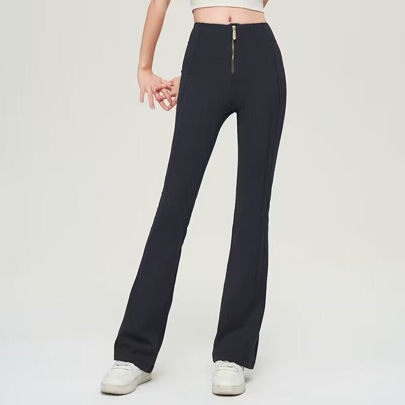 High Waist Zipper Bell-bottom Trousers For Women Slimming