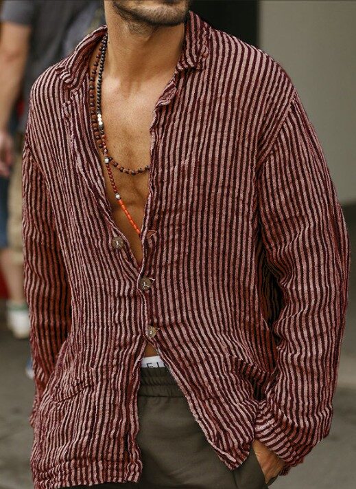 New European And American Men's Youth Long-sleeved Shirt