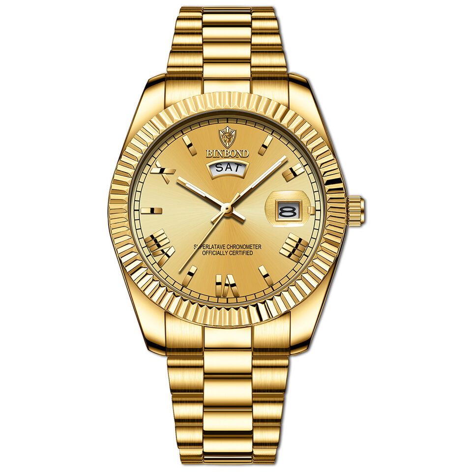 Roman Digital Log Stainless Steel Watch Waterproof Quartz