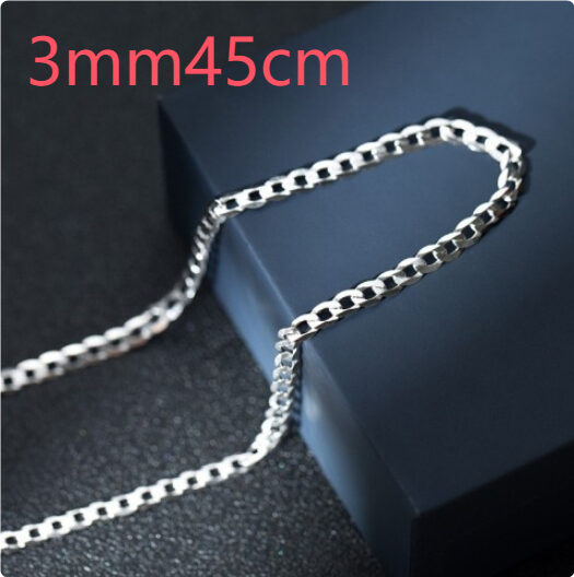 S925 Sterling Silver Simple Trendy Men's Curb Necklace
