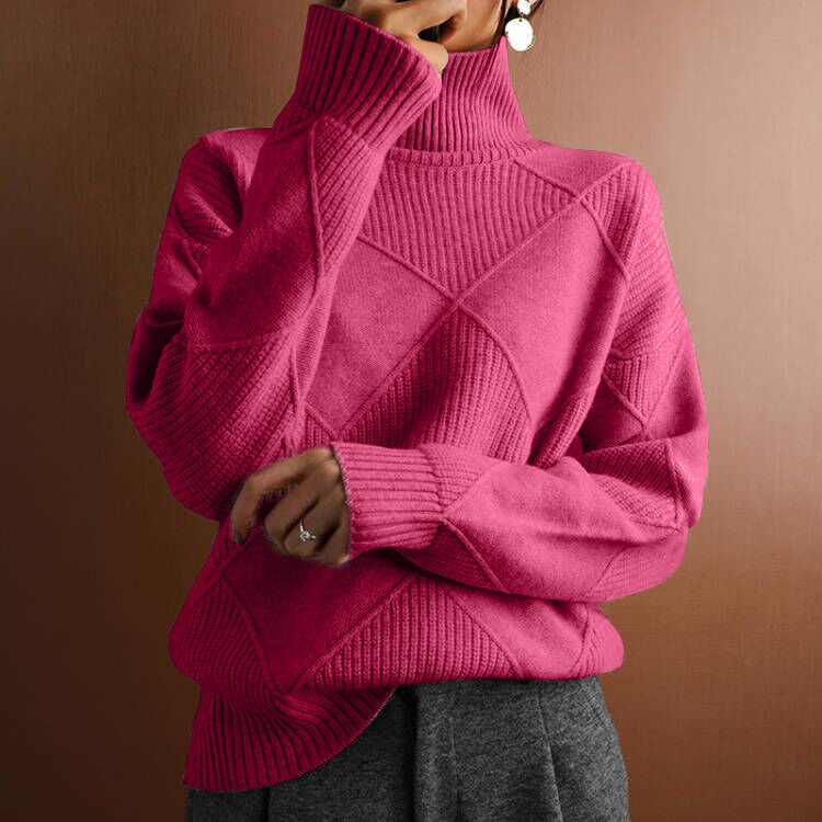 Loose High Collar Warm Sweater Solid Color Knitted