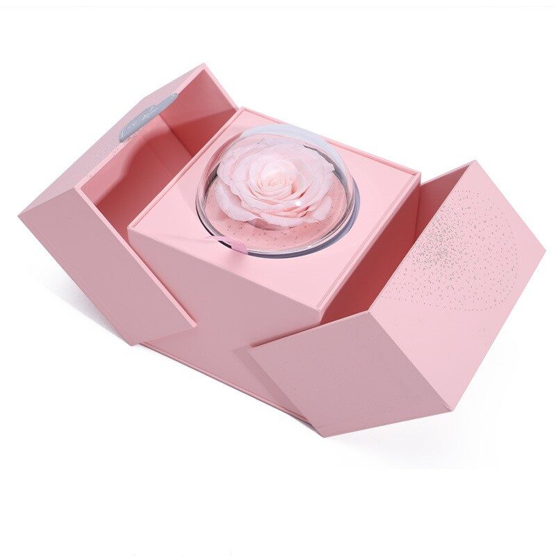 Creative Eternal Rose Box Soap Flower Jewelry Ring