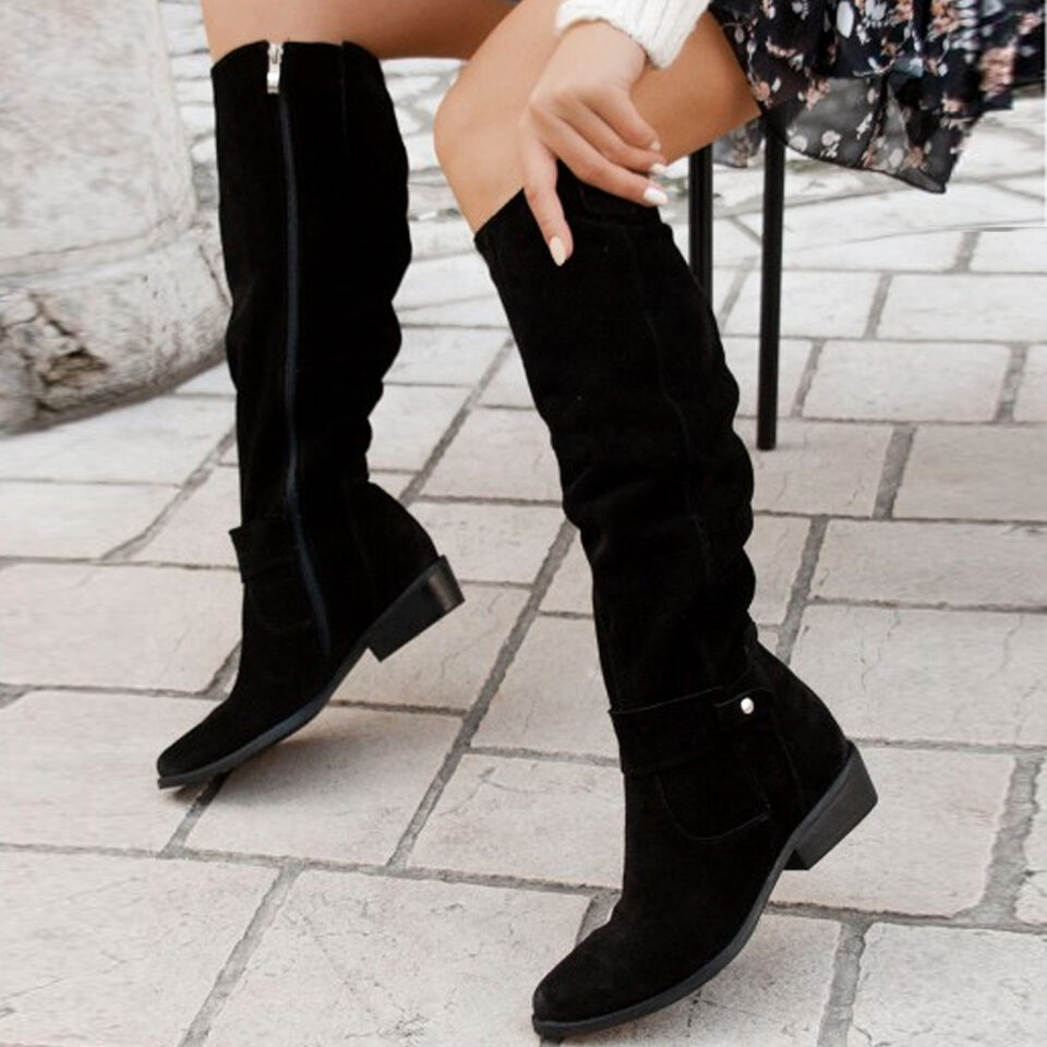 Autumn And Winter Low Heel Side Zipper Suede