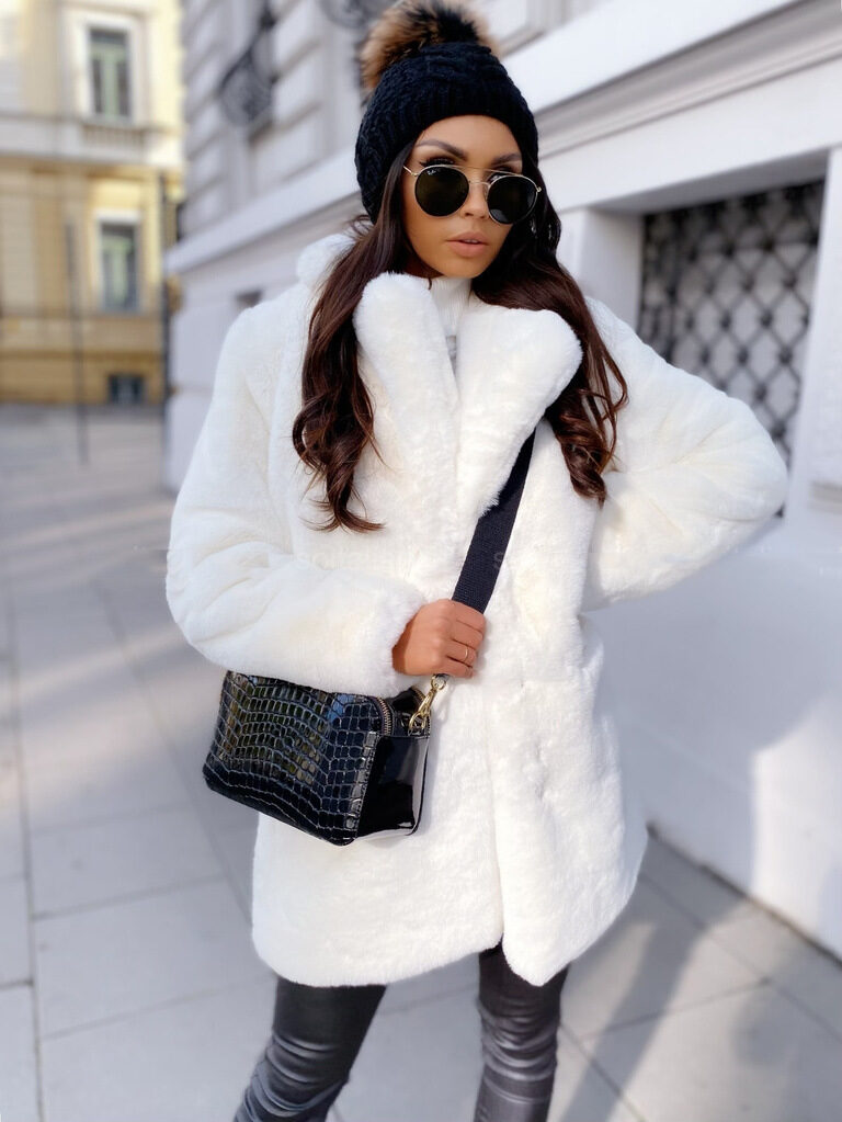 Temperament Long Sleeve Lapel Faux Fur Coat Solid