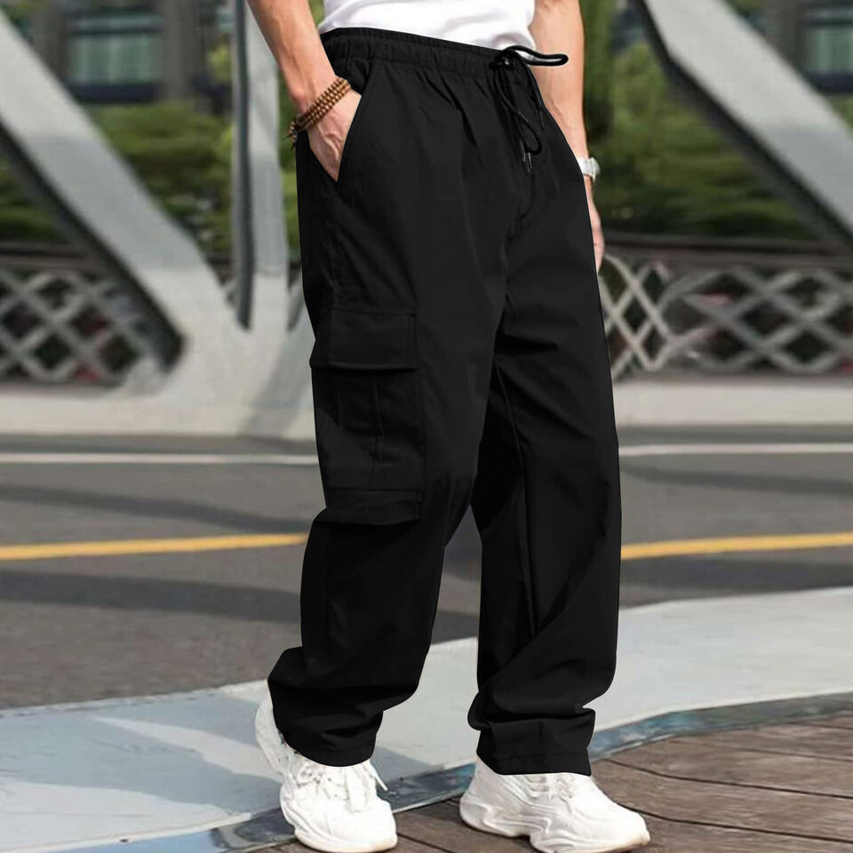 Casual Cargo Pants For Men Loose Straight Drawstring