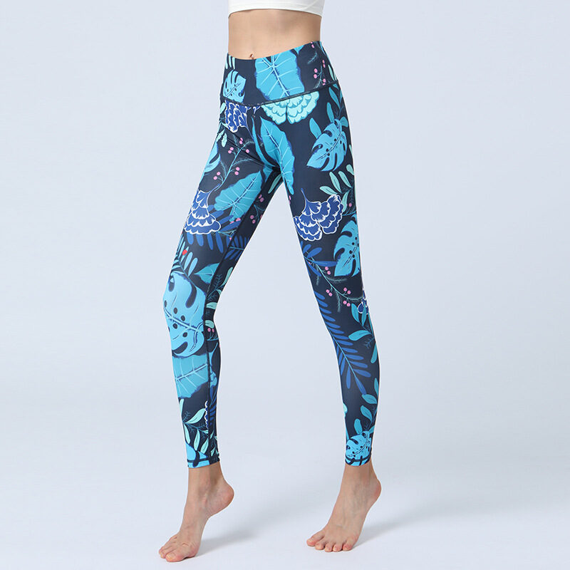 Fashion Leaves Printed Yoga Pants Women's High Waist