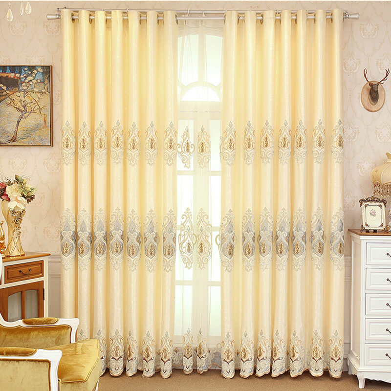 Crown European Embroidery Cloth Mesh Curtains Living Room