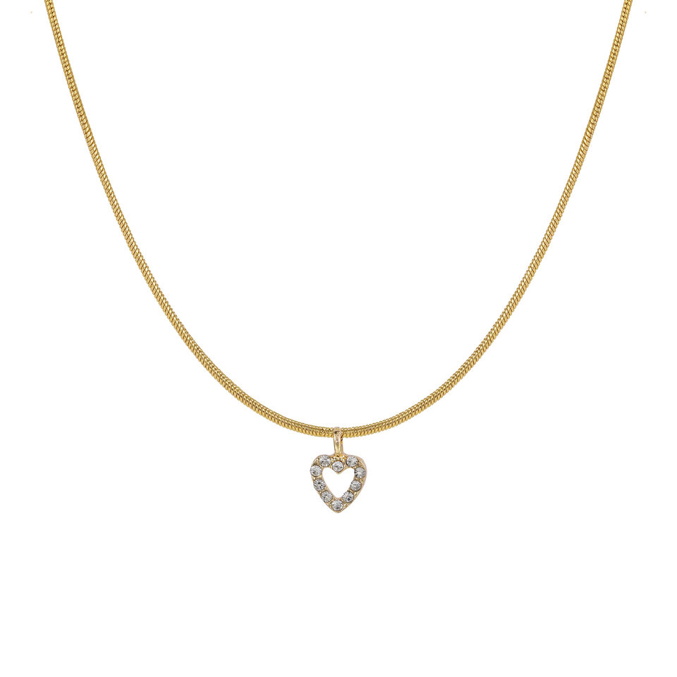 Temperamental All-match Sweater Chain Jewelry Zircon Peach Heart