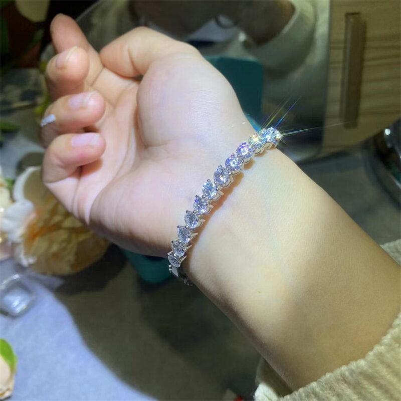 D Color Moissanite Full Diamond Bracelet Four-claw Round
