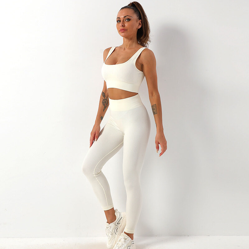 2pcs Thread Yoga Suit Seamless Bra And Butt