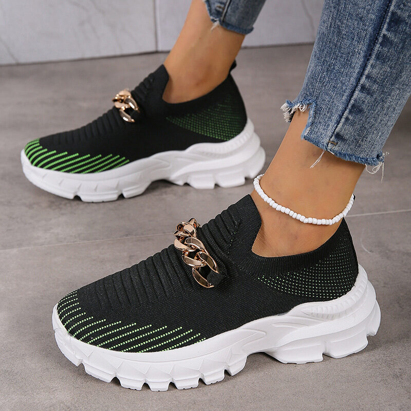 Fashion Chain Design Mesh Shoes For Women Breathable