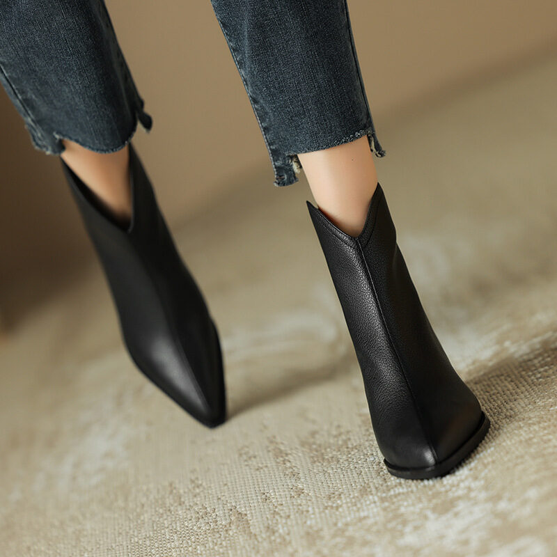 Simple Solid Color And Nude Ankle Boots