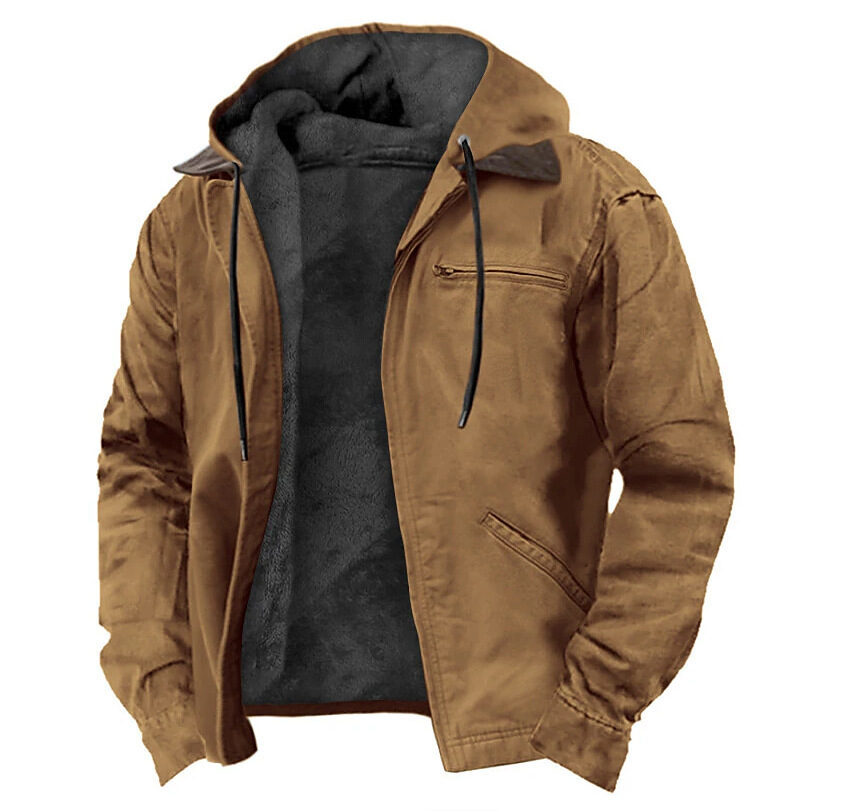 Multi-Color Digital Printing Hooded Sweater Brown Lining Cotton-padded