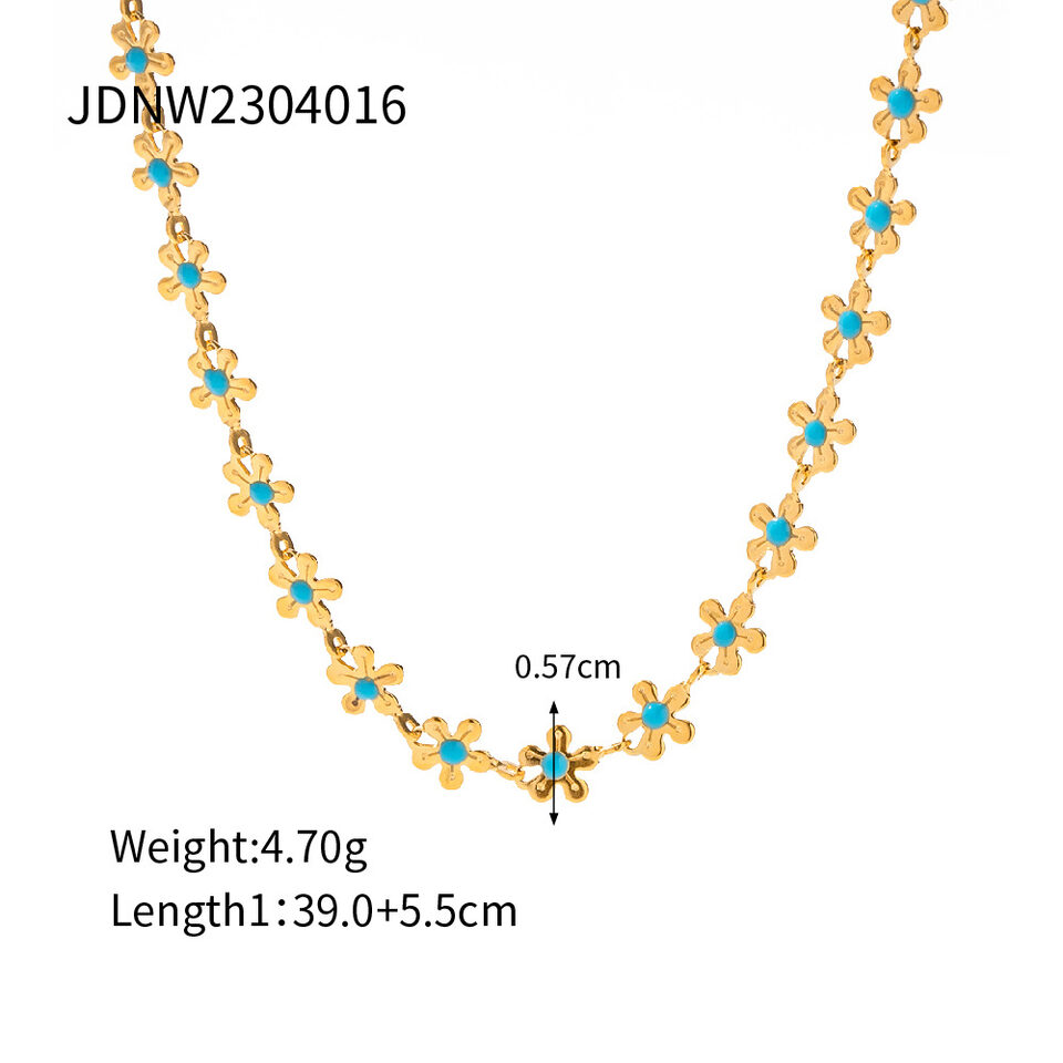 National Style Pastoral Oil-spot Glaze Flowers Necklace Bracelet