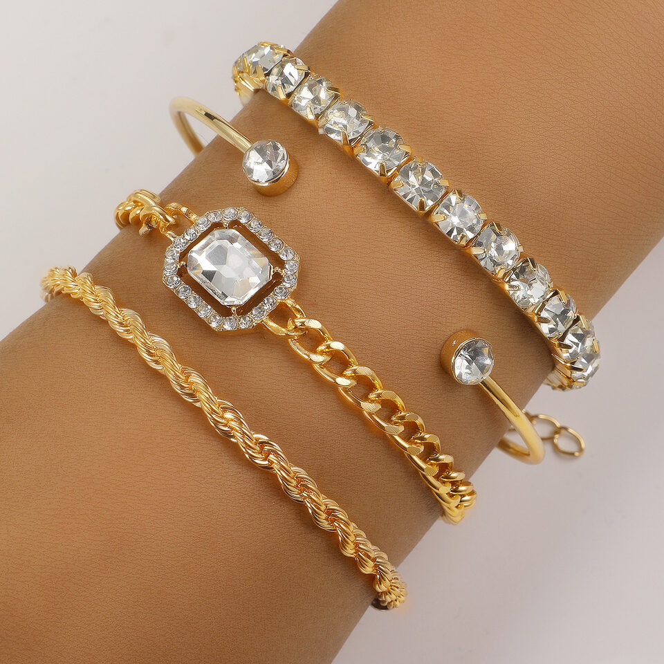 Fashion Jewelry 4 Pcs Crystal Bracelet Set Bohemian