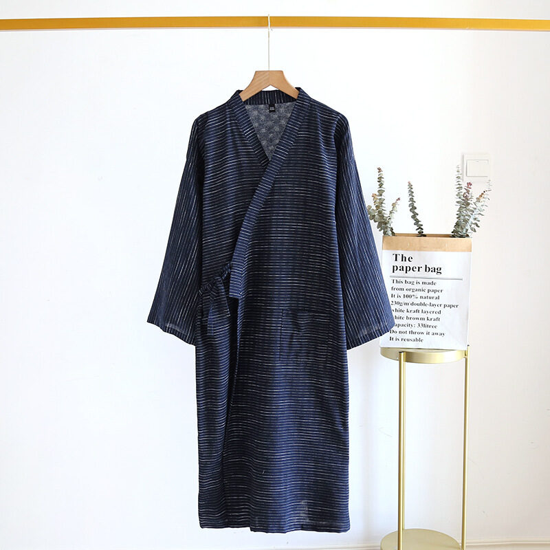 Summer Jacquard Gauze Cotton Kimono Thin Home Bathrobe