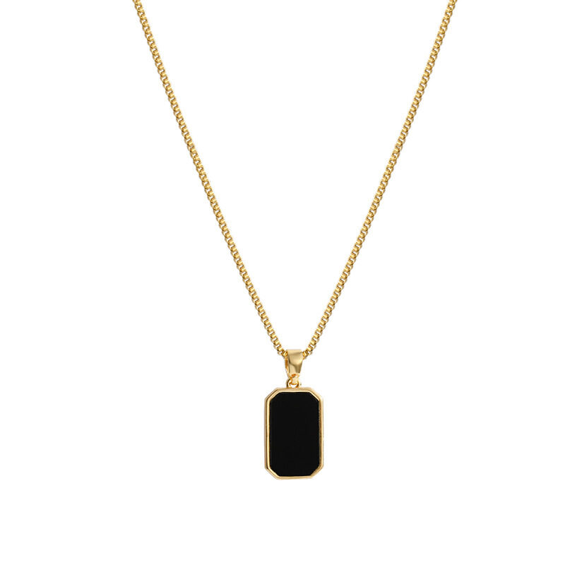 Rectangular Pendant Necklace Design 18K Gold Non-fading Fashion
