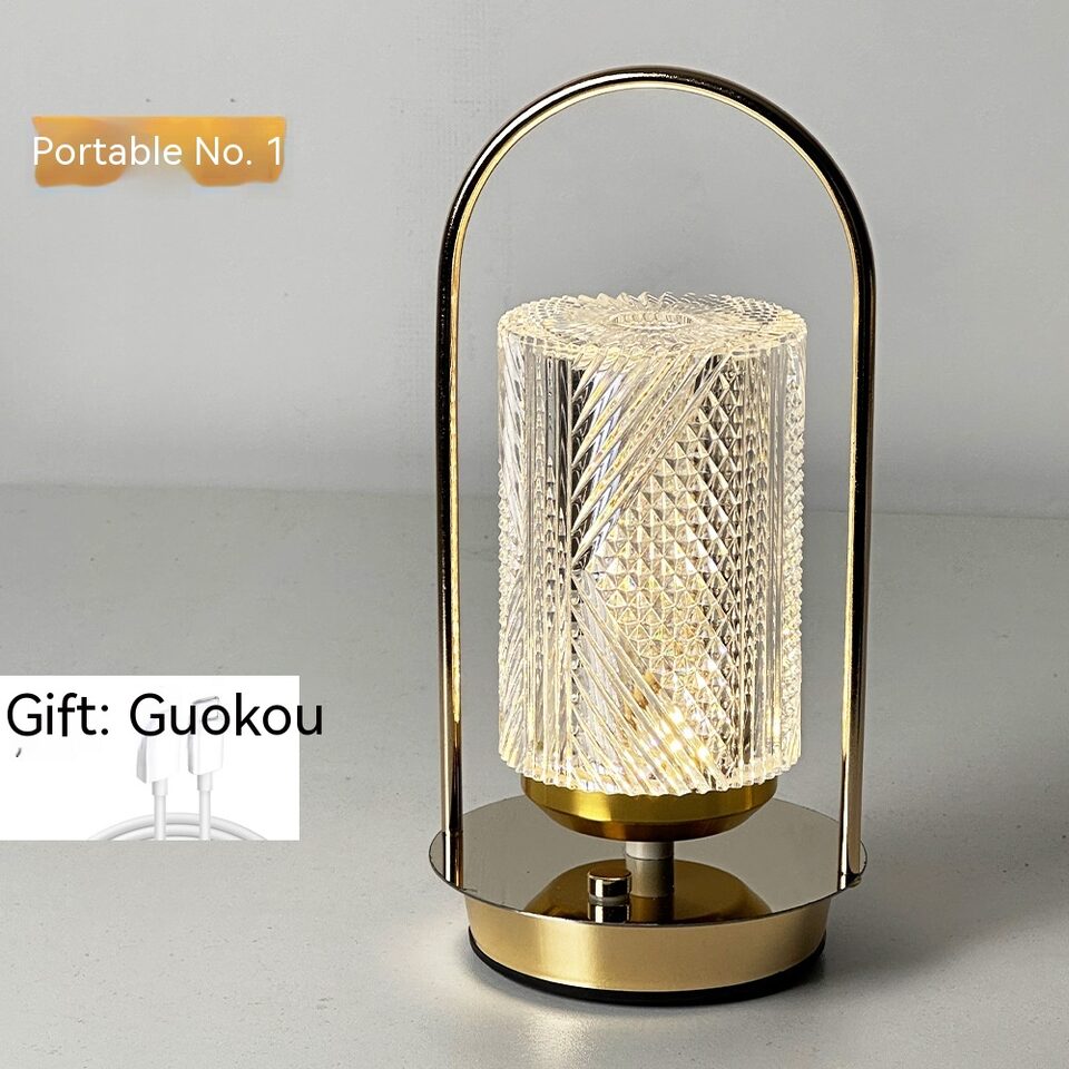 Metal Portable Ambience Light Bedroom Bedside Lamp Home