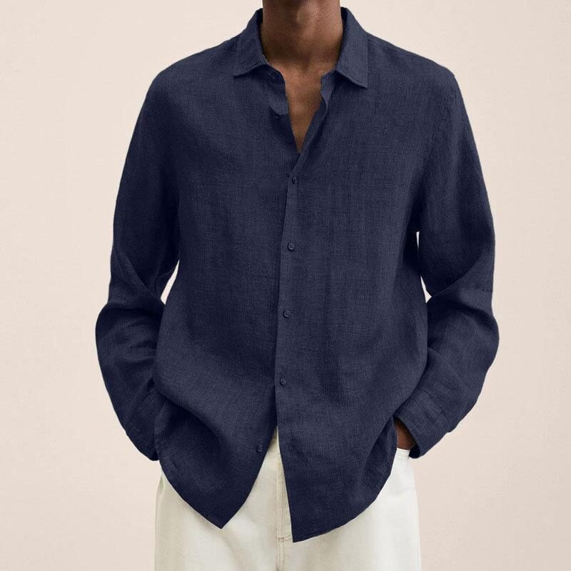 Long Sleeve Lapel Shirt Men's Loose Button Cardigan