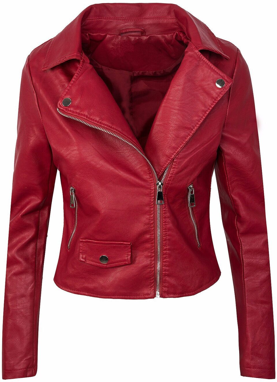 Women's Fall Winter Coat Slim PU Leather Short