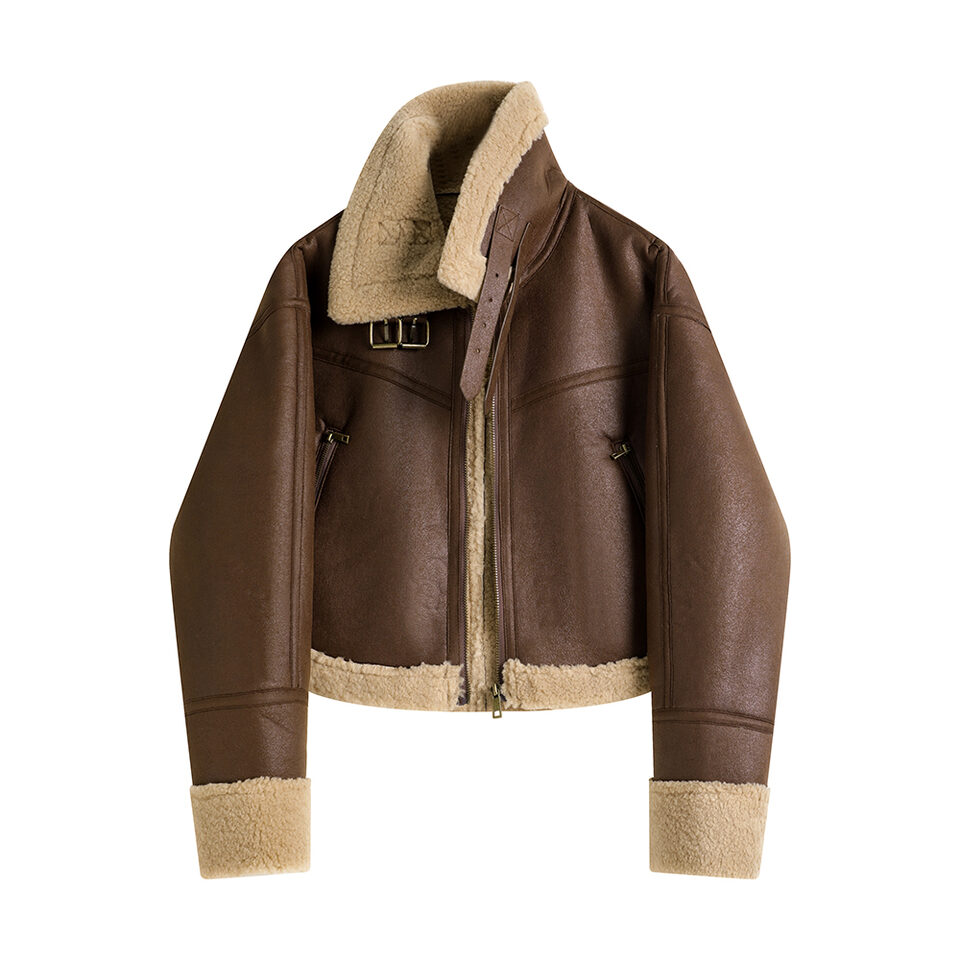 Stand Collar Fur Integrated Lamb Short Coat