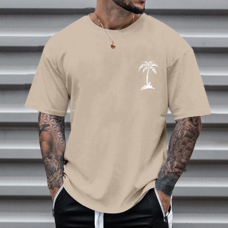 Men's Round Neck Printed Simple Pullover Short Sleeve