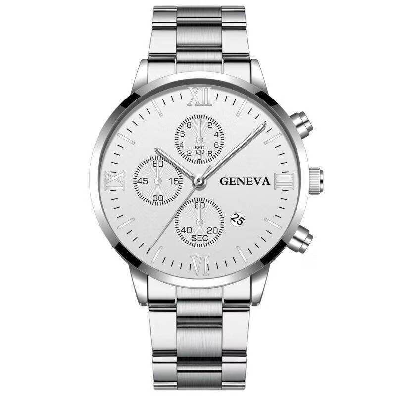 Steel Watch Men's Stainless Three-eye Calendar