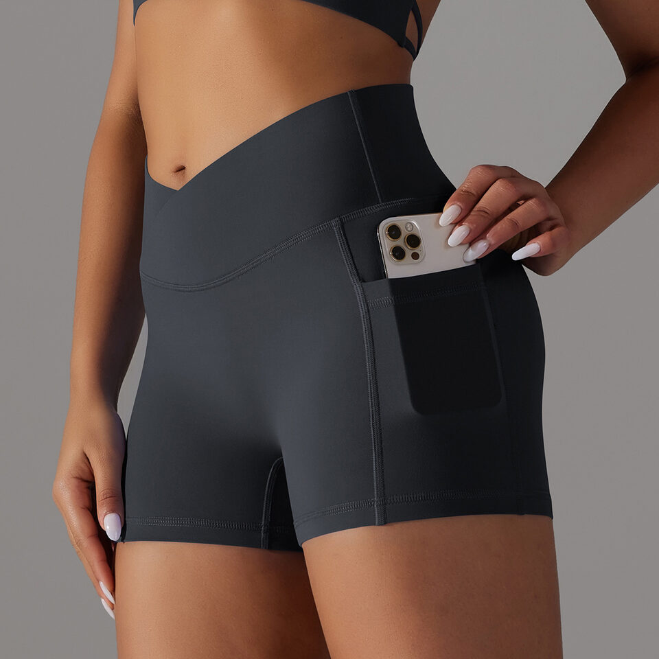 Yoga Shorts With Phone Pocket Design Fitness Sports