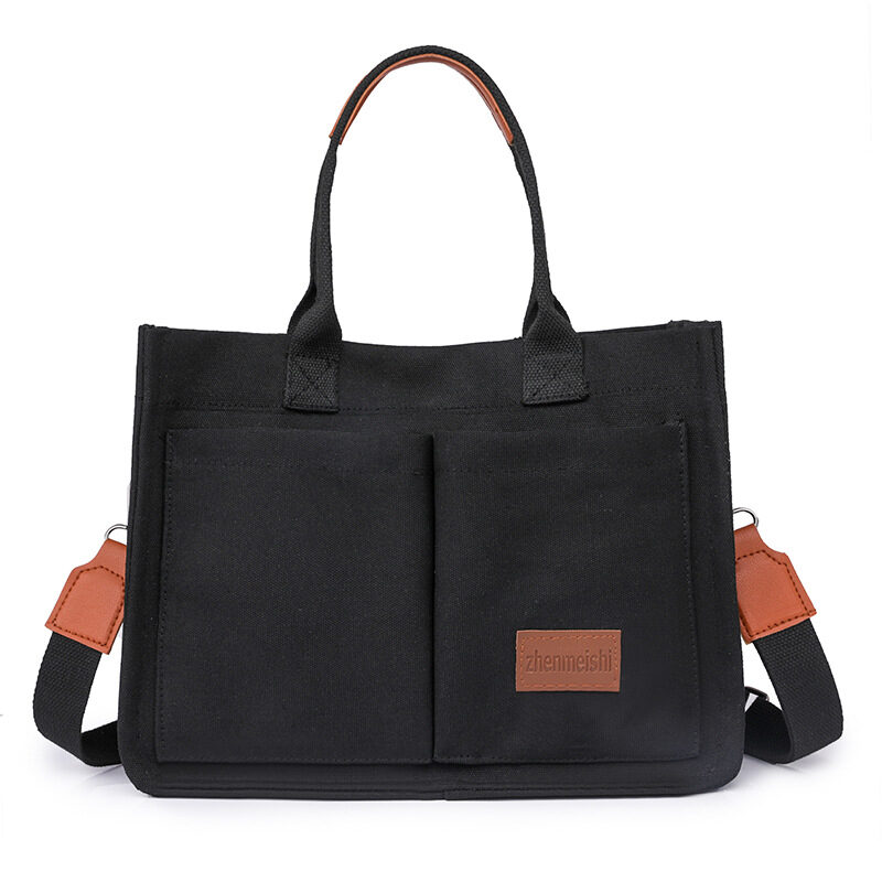 New Canvas Shoulder Bag Women Large Capacity Multi-pocket