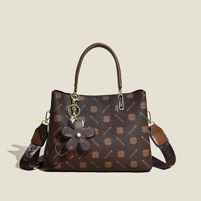 Printed Tote Bag With Flower Pendant New Temperament
