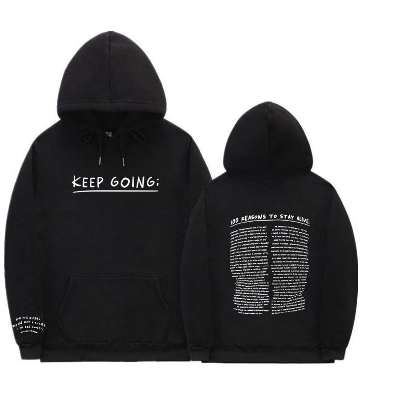 Letter Printing Long-sleeved Drawstring Hooded Sweatshirt With Pockets