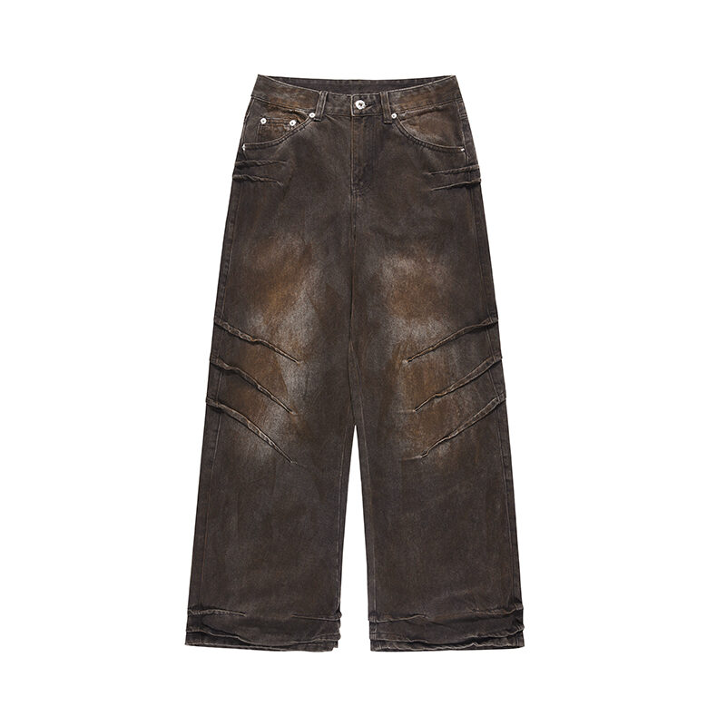 Distressed And Dirty Waste Jeans Men's Baggy Straight