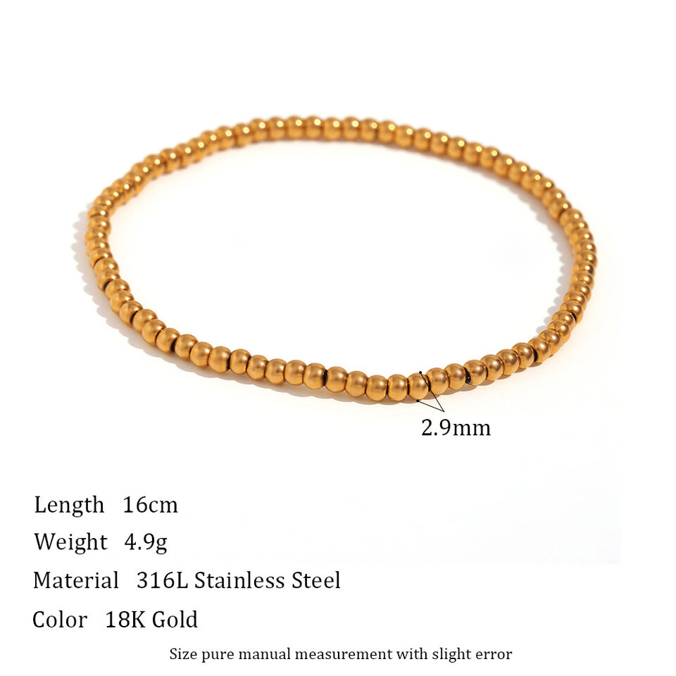 Niche Vintage Stainless Steel Plated 18K Elastic Bead