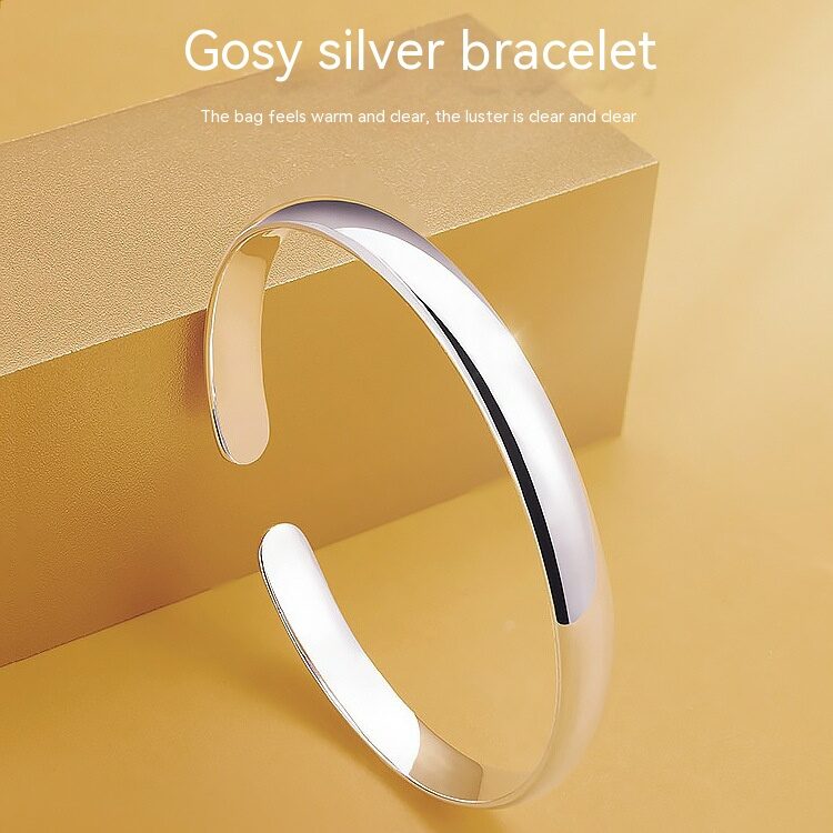 999 Sterling Silver Glossy Heart Sutra Bracelet
