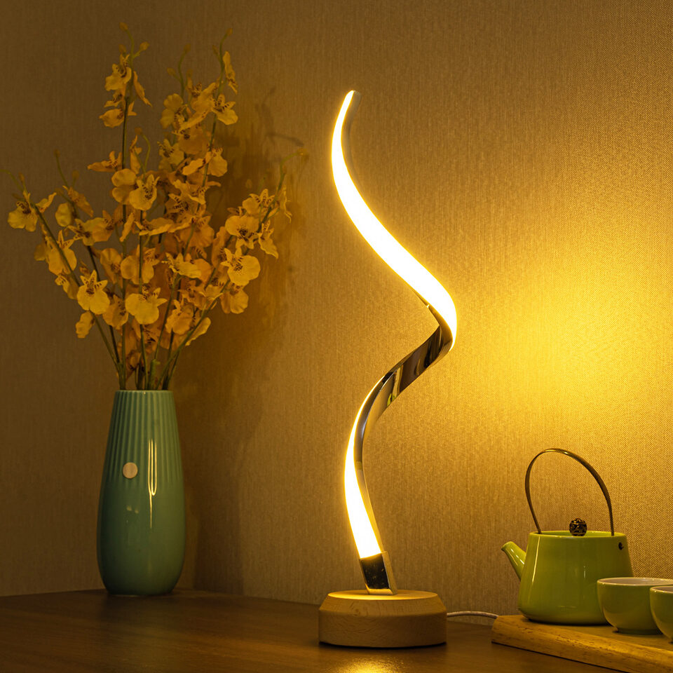 LED Spiral Table Lamp Modern Curved Desk Bedside