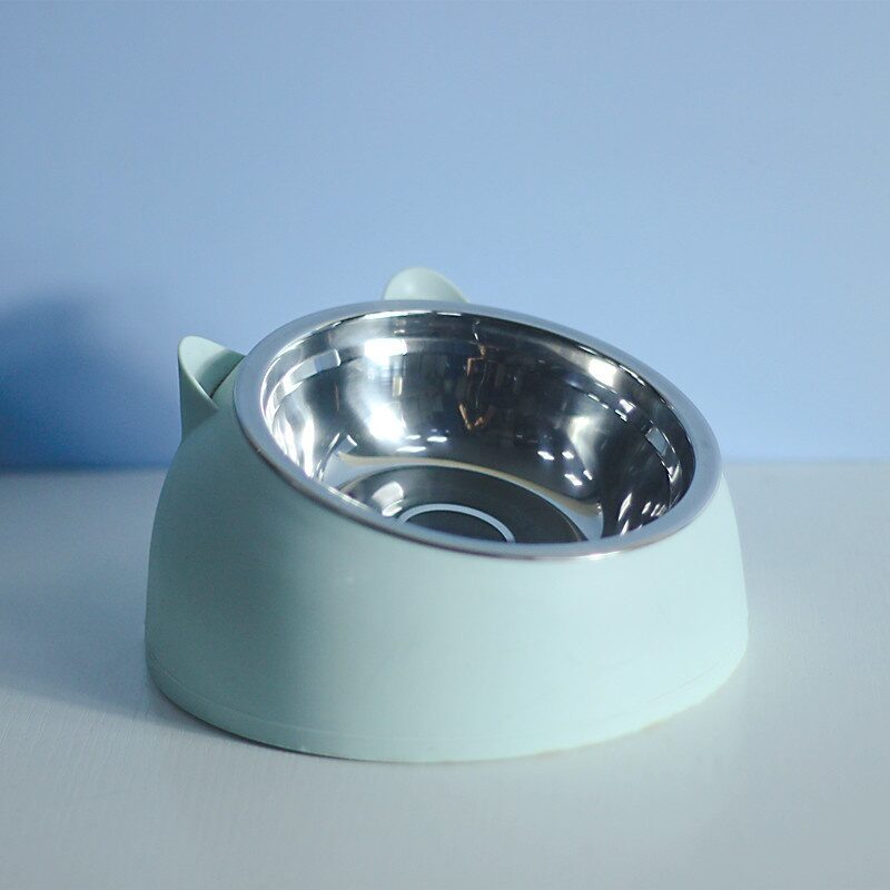 Stainless Steel Dog Bowl Double Cervical Protection Oblique
