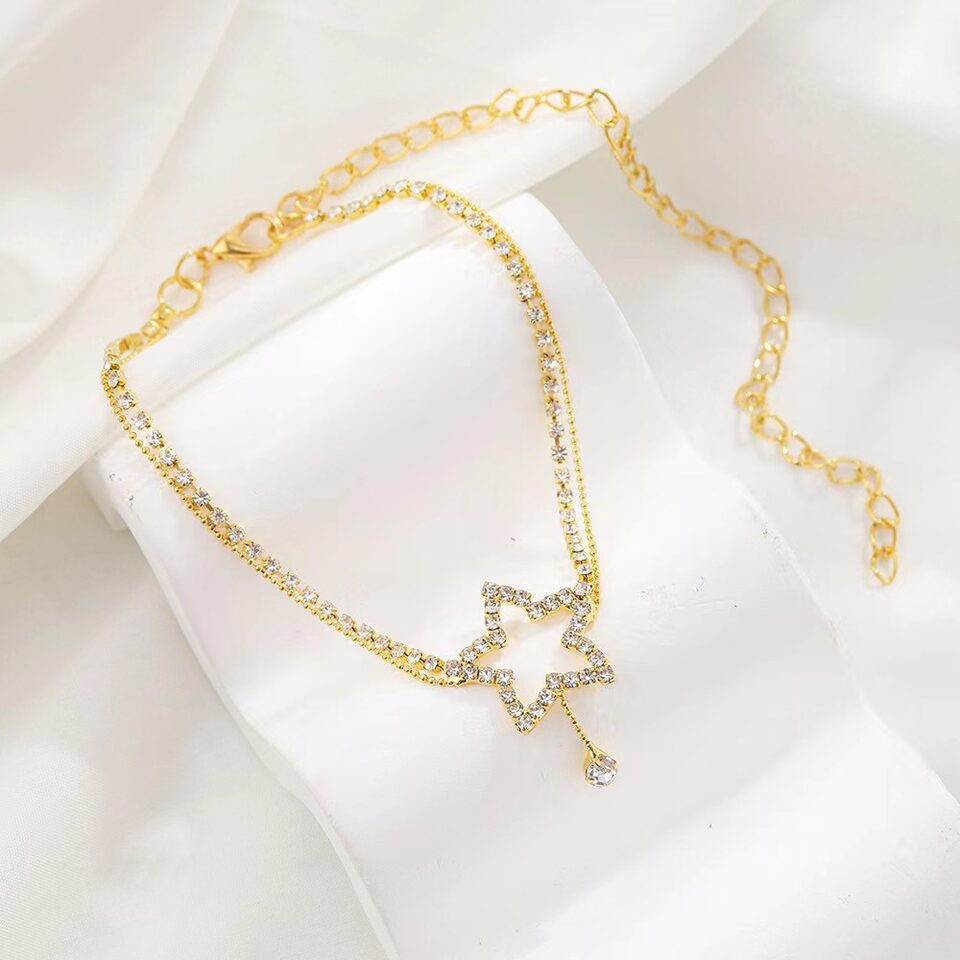 Women's Fashion Personality Five-pointed Star Heart Shape Rhinestone