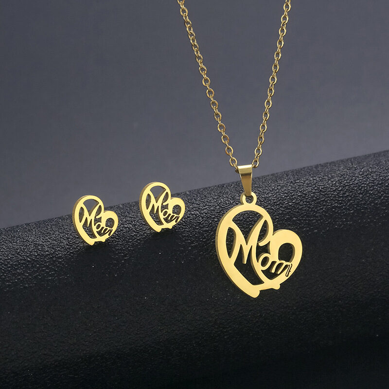 Fashion Jewelry Stainless Steel Heart-shaped Mom Necklace