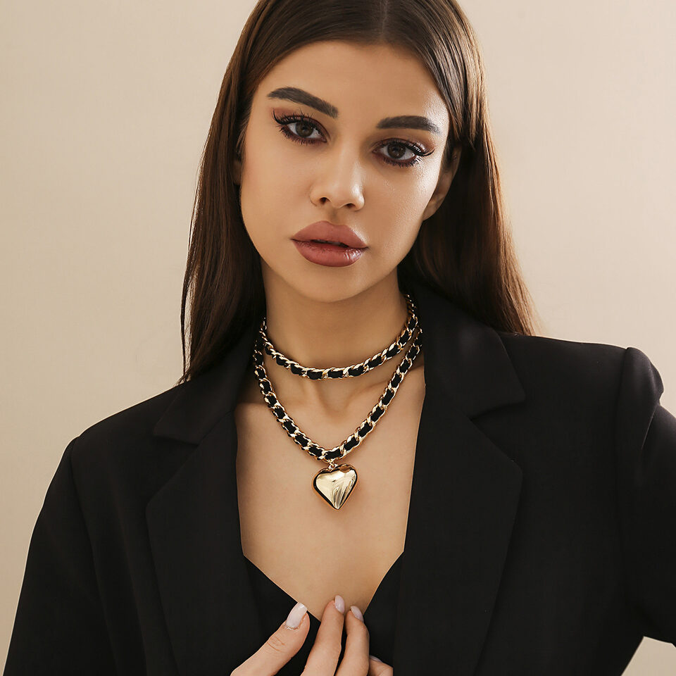 Big Love Double-layer Chains Design Necklace Women Street