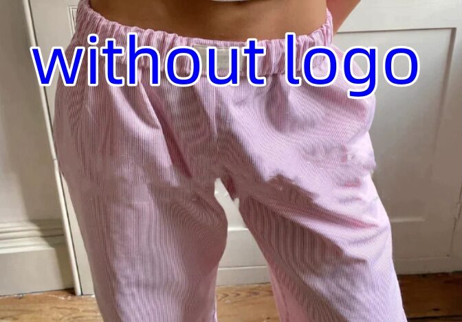 Fashion Y2K Striped Straight Trousers Summer Elastic High
