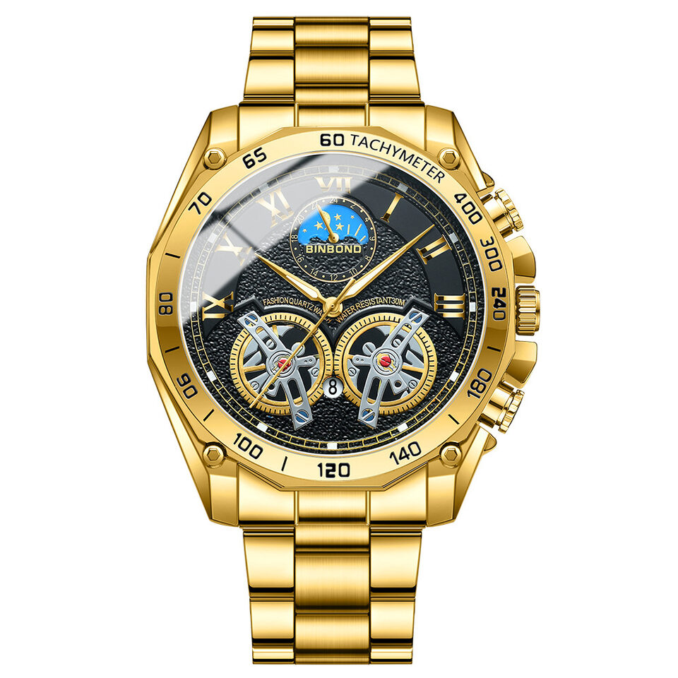 Double Men's Non-fully Automatic Machine Hollow Mechanical Watch