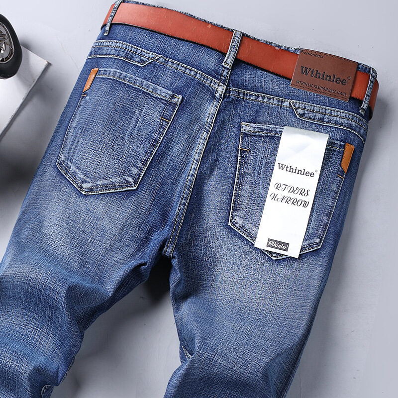 Jeans Men's Straight Loose Casual Pants Fleece-lined Thickened