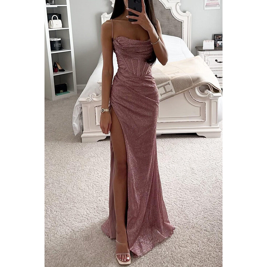 Sexy Split Suspender Dress Fashion Evening Party Slim