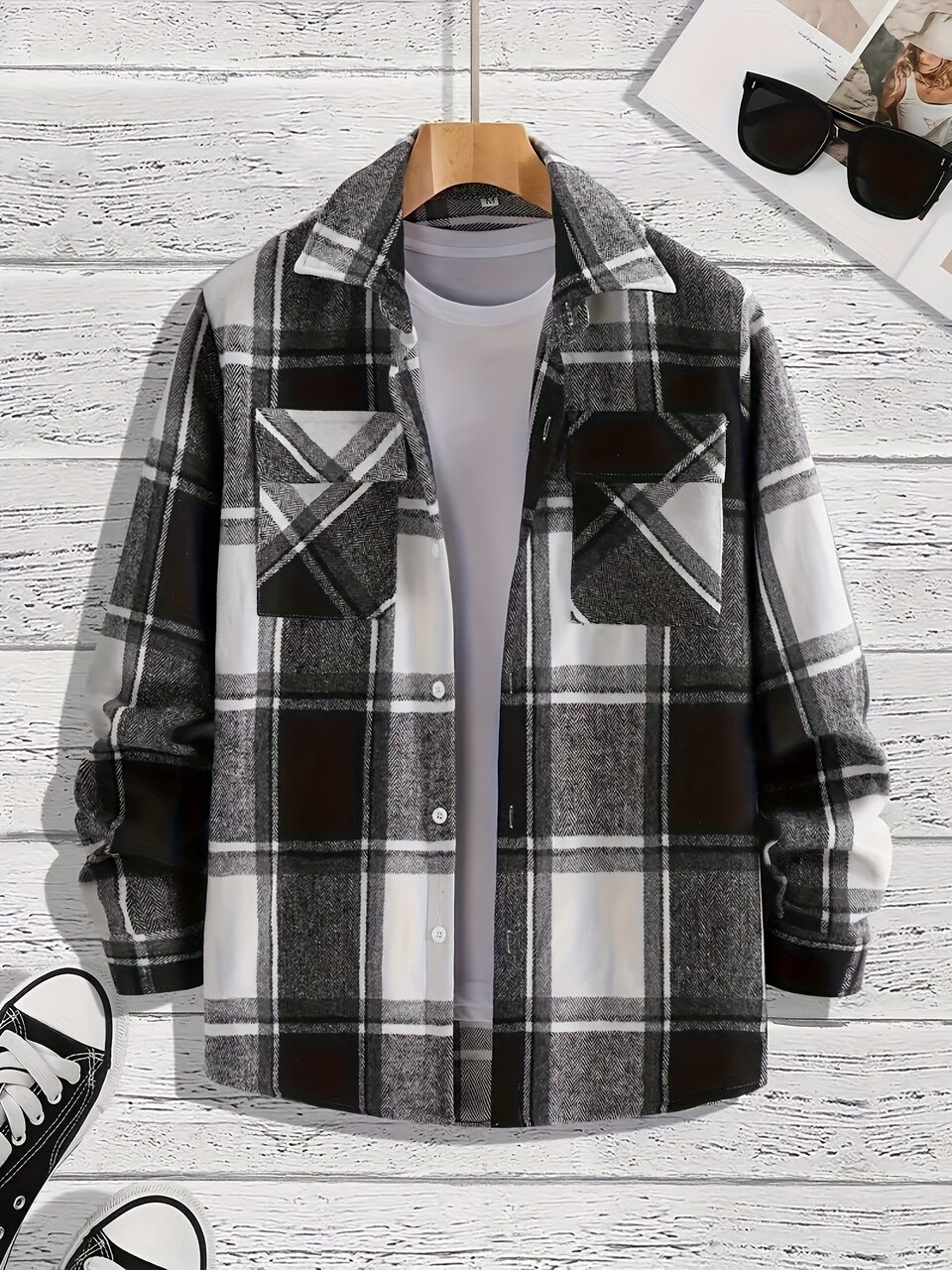 Men's Shirt Versatile Casual Plaid Coat