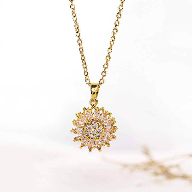 Classic Charm Sunflower Flower Stainless Steel Necklace Earrings