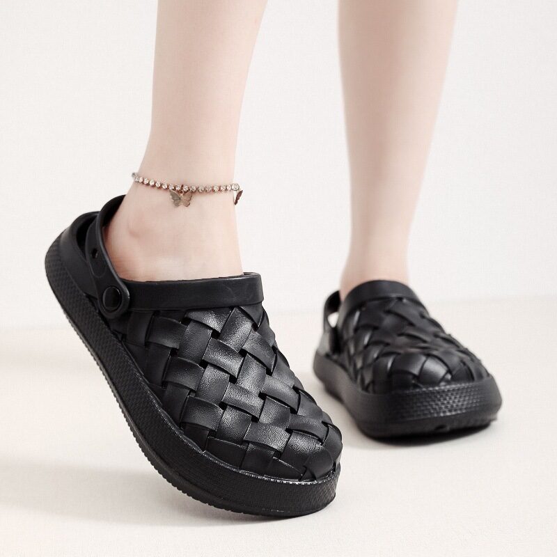 Cross-woven Clogs Shoes Summer Platform Baotou Dual-use Slippers