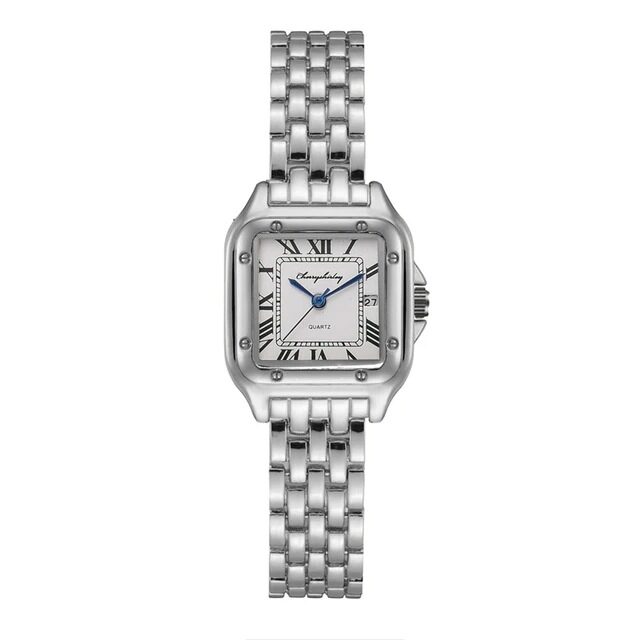 Fashion Stainless Steel Square Simple Design Couple Quartz
