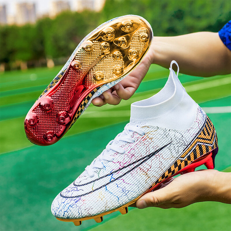 High-top Soccer Shoes Gold Plated Bottom Training Middle