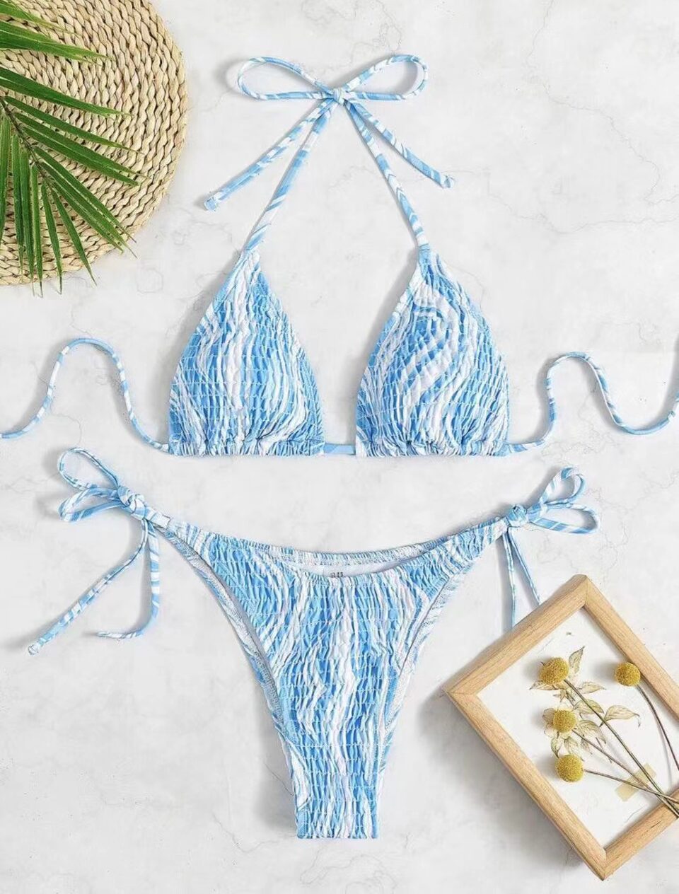 Factory Smocking Three-point Bikini Sexy Suit Lace-up Swimsuit