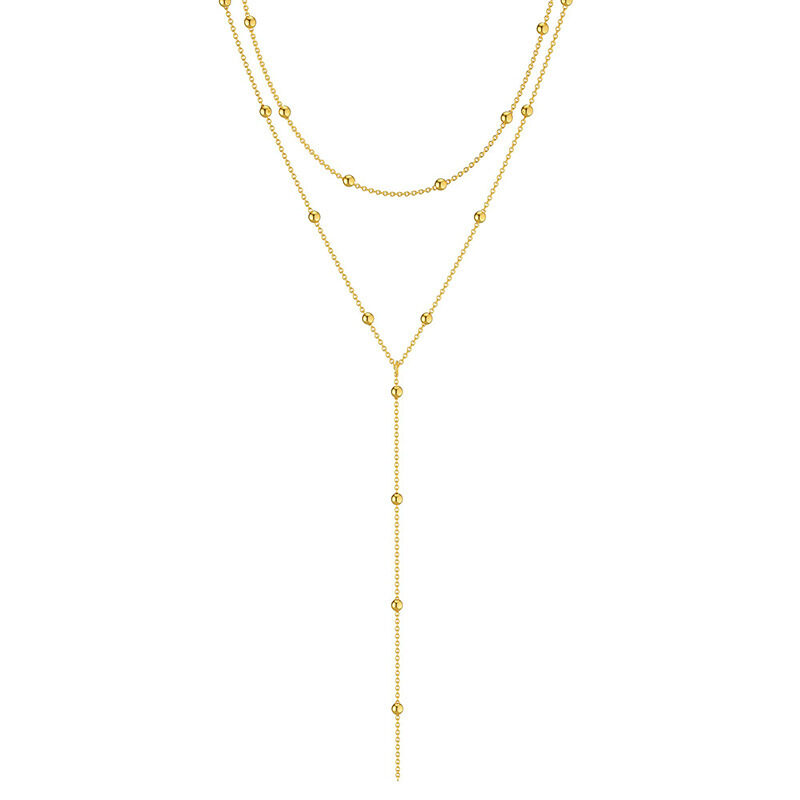 Fashion Long Necklace Simple Geometric Tassel Round Beads
